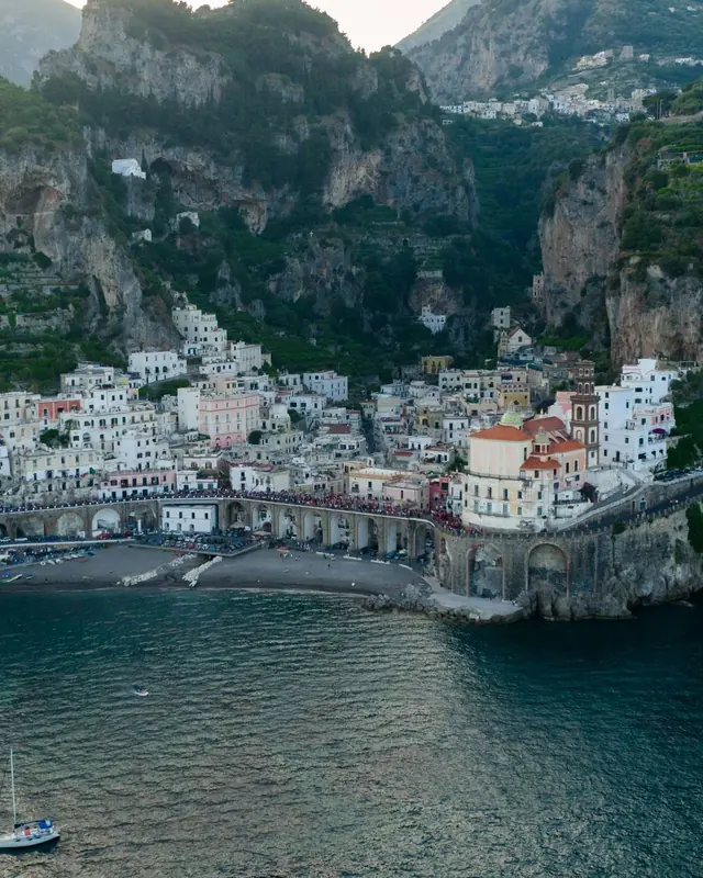 Atrani, small town in a gorge right at the sea